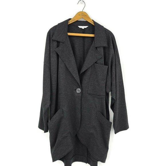 Cabi Ponte Lisbon Topper Jacket Womens M Charcoal Grey Blazer Single Button - Picture 1 of 6